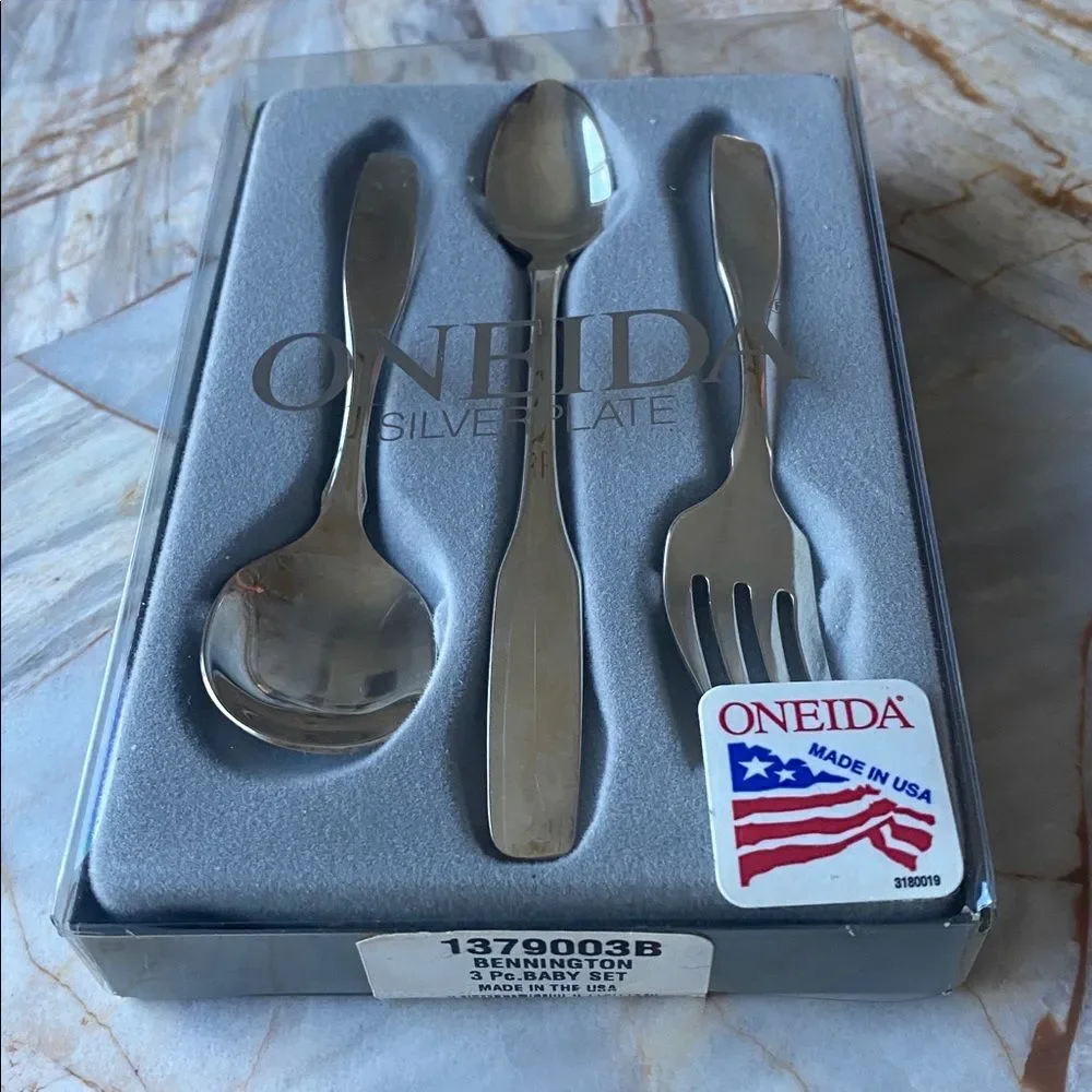 Oneida‎ Bennington Silverplate 3 Pc Baby Set Flatware Made in USA 1379003B New